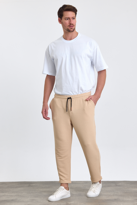 Erkek Duble Paça Pamuklu Beli Lastikli ve İpli Jogger Pantolon  B