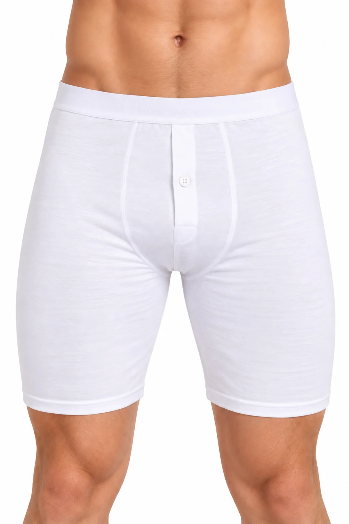 Erkek Düğmeli Uzun Paça Boxer %95 Pamuk %5 Elastan Likralı Esnek Beyaz İç Giyim S-M-L Erkek Düğmeli Uzun Paça Boxer %95 Pamuk %5 Elastan Likralı Esnek Beyaz İç Giyim S-M-L