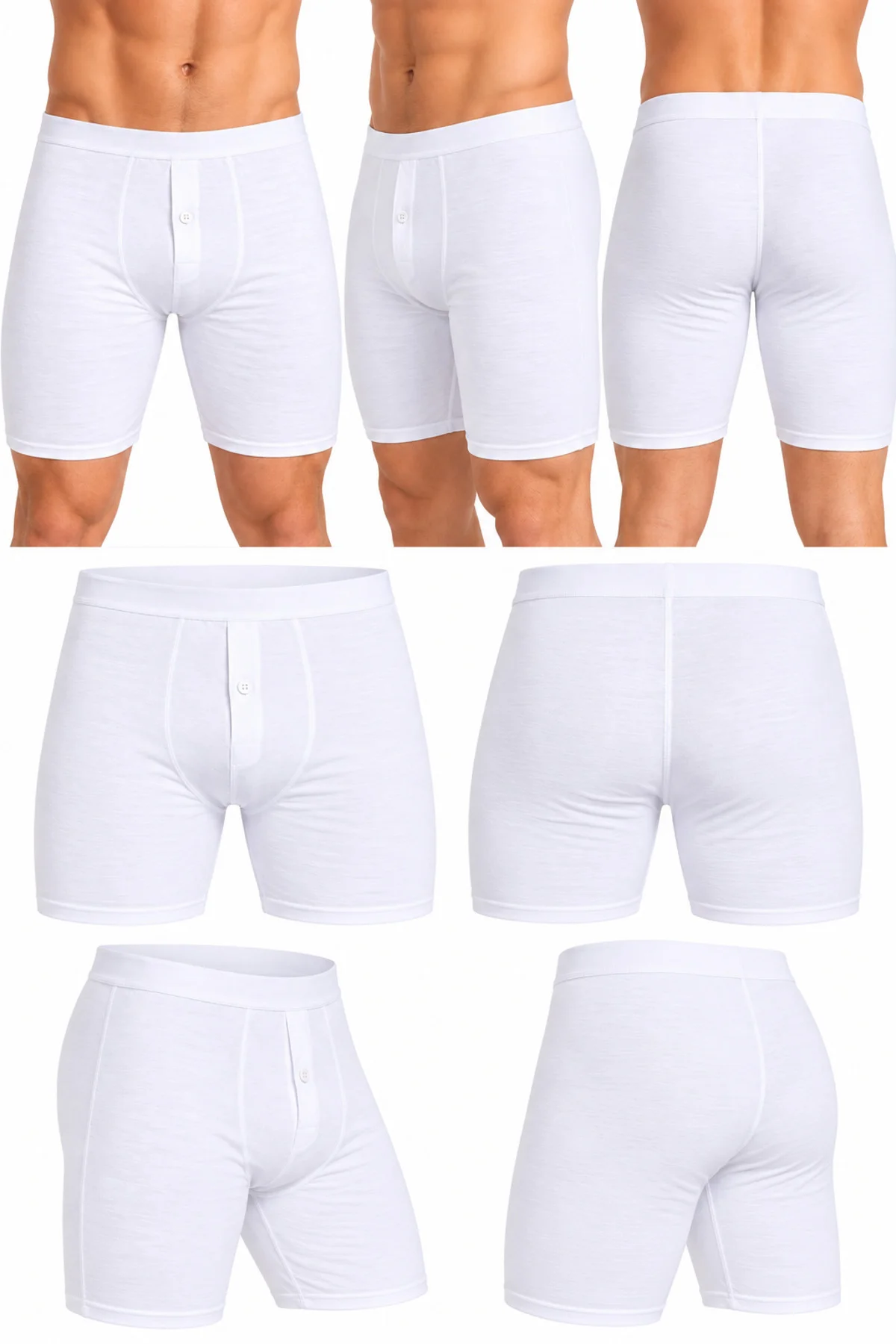 Erkek Düğmeli Uzun Paça Boxer %95 Pamuk %5 Elastan Likralı Esnek Beyaz İç Giyim S-M-L Erkek Düğmeli Uzun Paça Boxer %95 Pamuk %5 Elastan Likralı Esnek Beyaz İç Giyim S-M-L