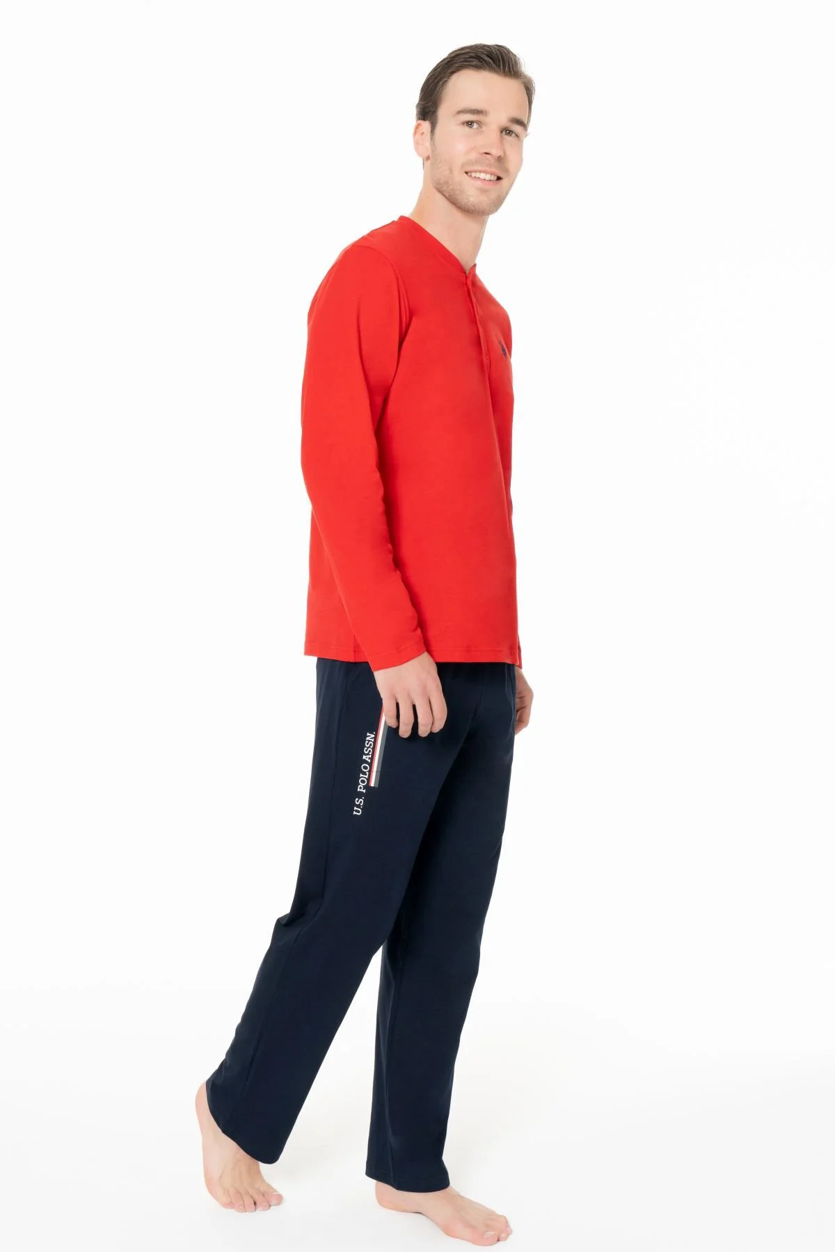 Erkek Düğmeli Yaka Uzun Kollu Pijama Takımı S26959 CEPLİ
