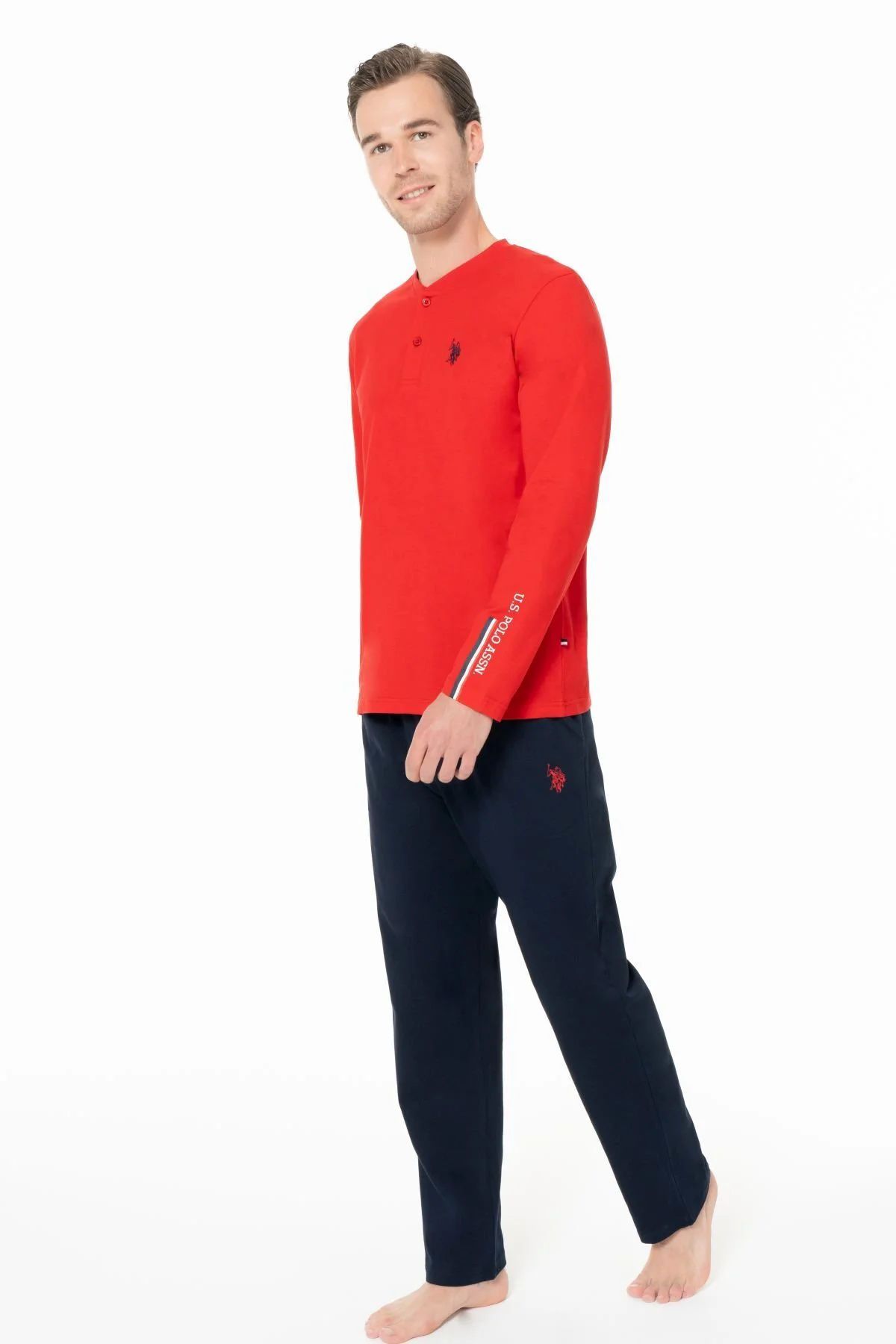 Erkek Düğmeli Yaka Uzun Kollu Pijama Takımı S26959 CEPLİ