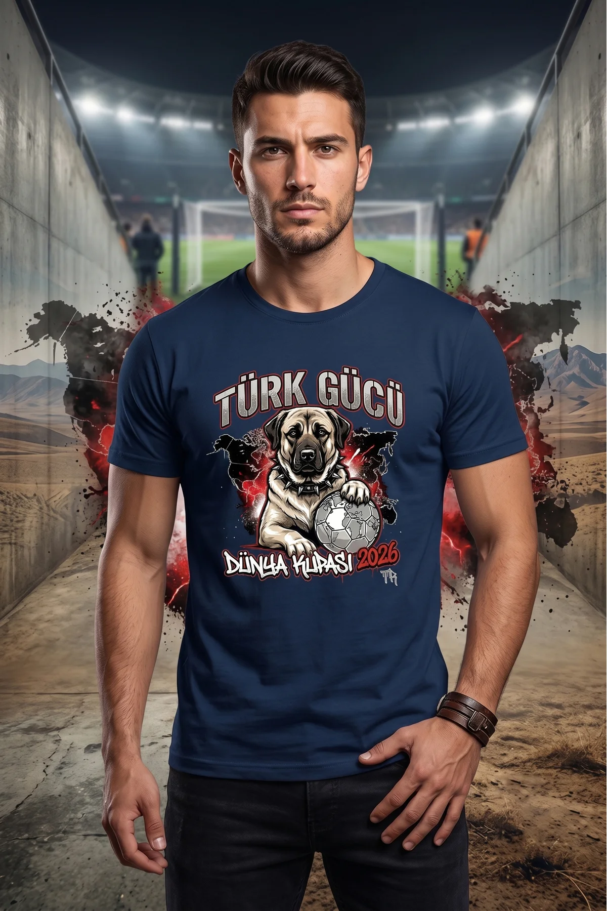 Erkek Dünya Kupası 2026 Taraftar Kangal Baskılı Kısa Kollu Tişört