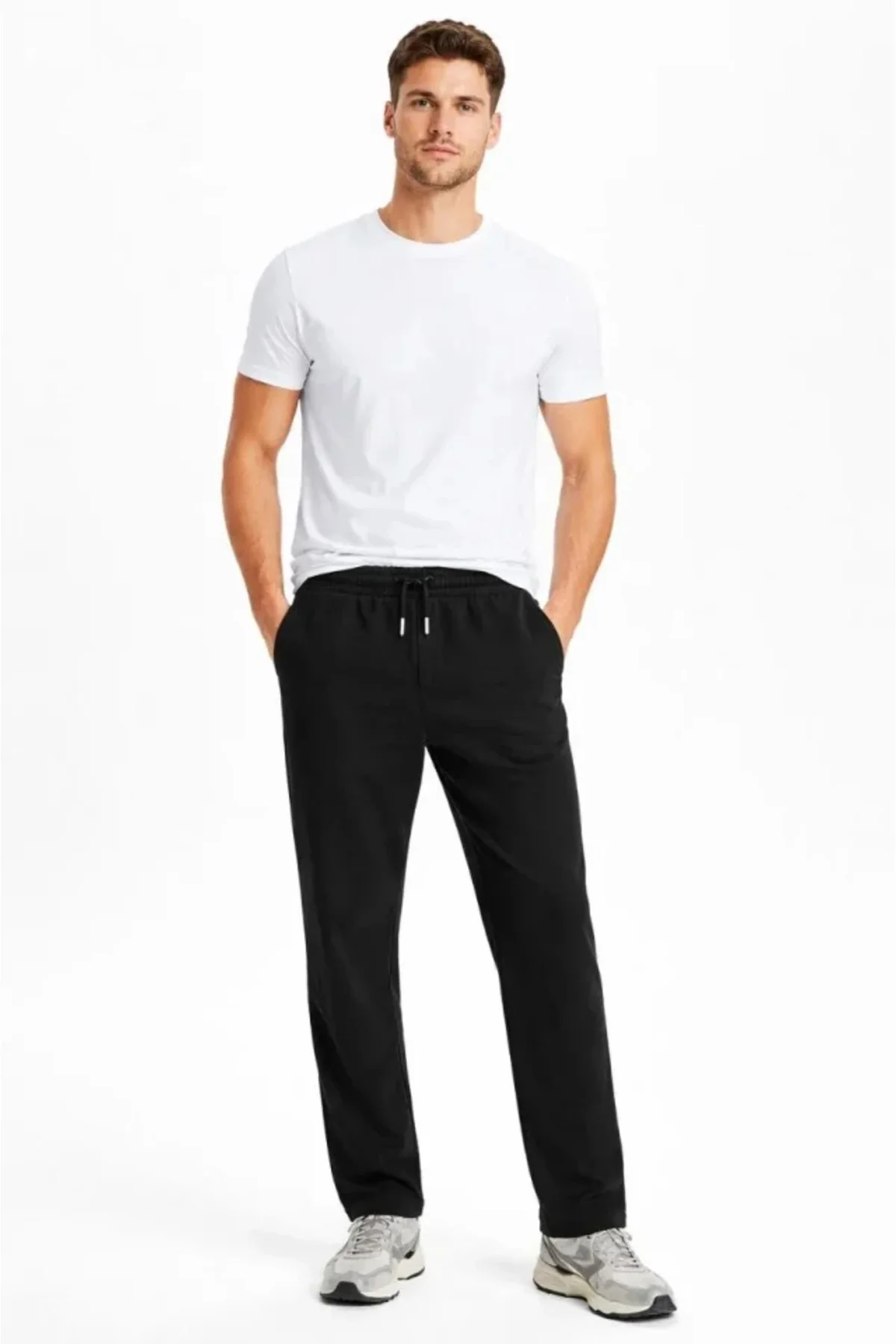 Erkek Düz Paça Beli Lastikli İpli Günlük Spor Eşofman Altı Rahat
