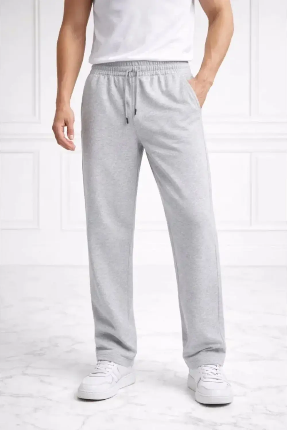 Erkek Düz Paça Beli Lastikli İpli Günlük Spor Eşofman Altı Rahat