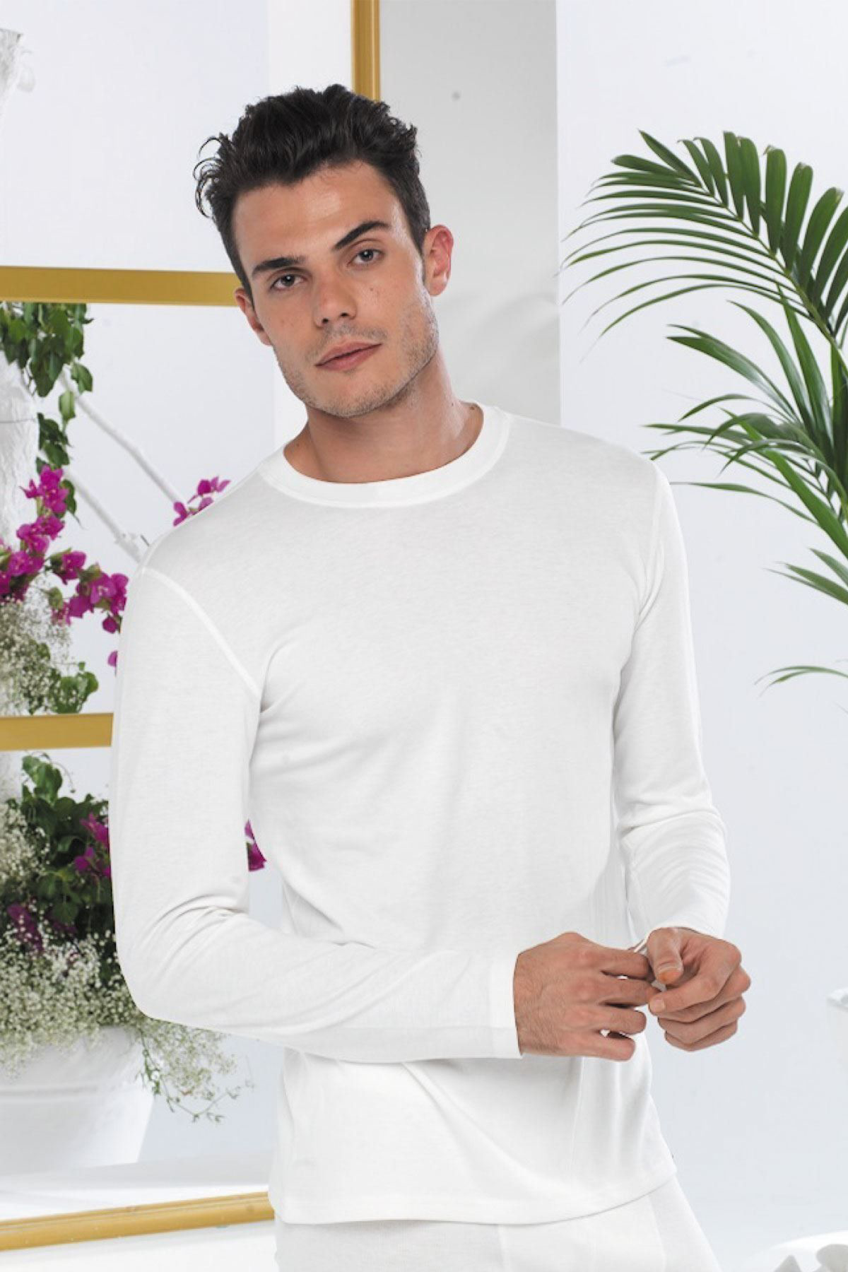 Malabadi Erkek Ekru Yuvarlak Yaka Uzun Kol Termal İçlik 609