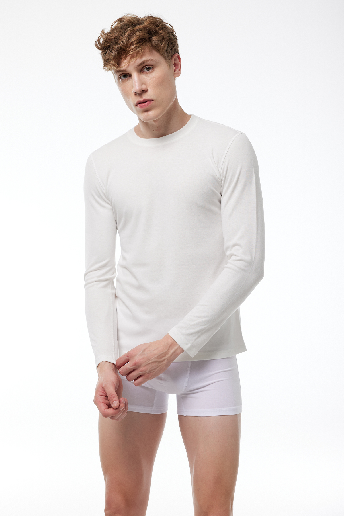Malabadi Erkek Ekru Yuvarlak Yaka Uzun Kollu Viloft Termal Üst İçlik 609