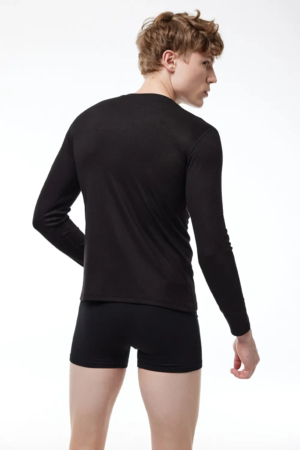 Erkek Ekru Yuvarlak Yaka Uzun Kollu Viloft Termal Üst Içlik 609