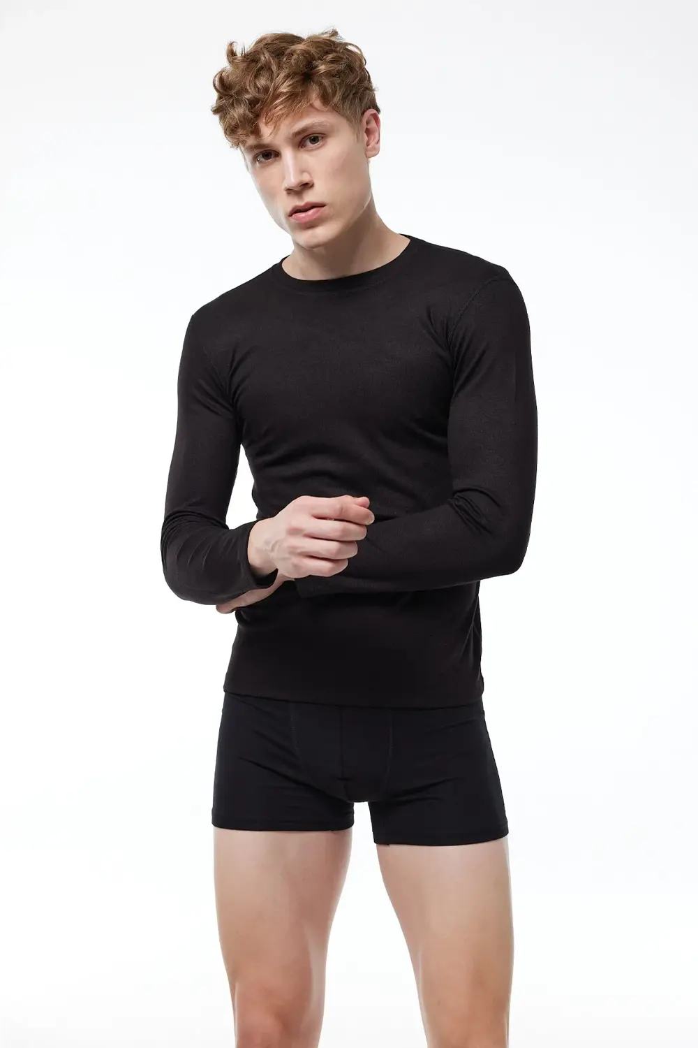 Erkek Ekru Yuvarlak Yaka Uzun Kollu Viloft Termal Üst Içlik 609