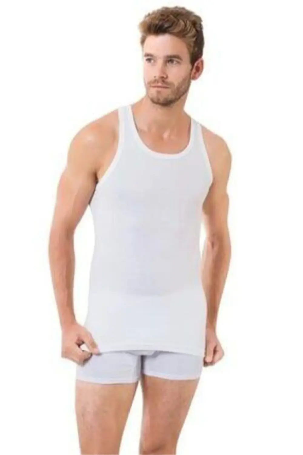 Erkek Elastan Rambo Atlet Beyaz