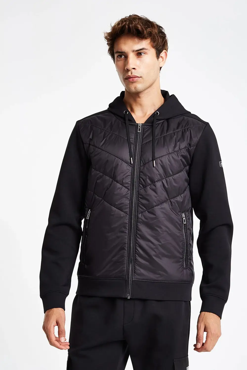 Erkek Fermuarlı Kapüşonlu Sweatshirt 24N-1154