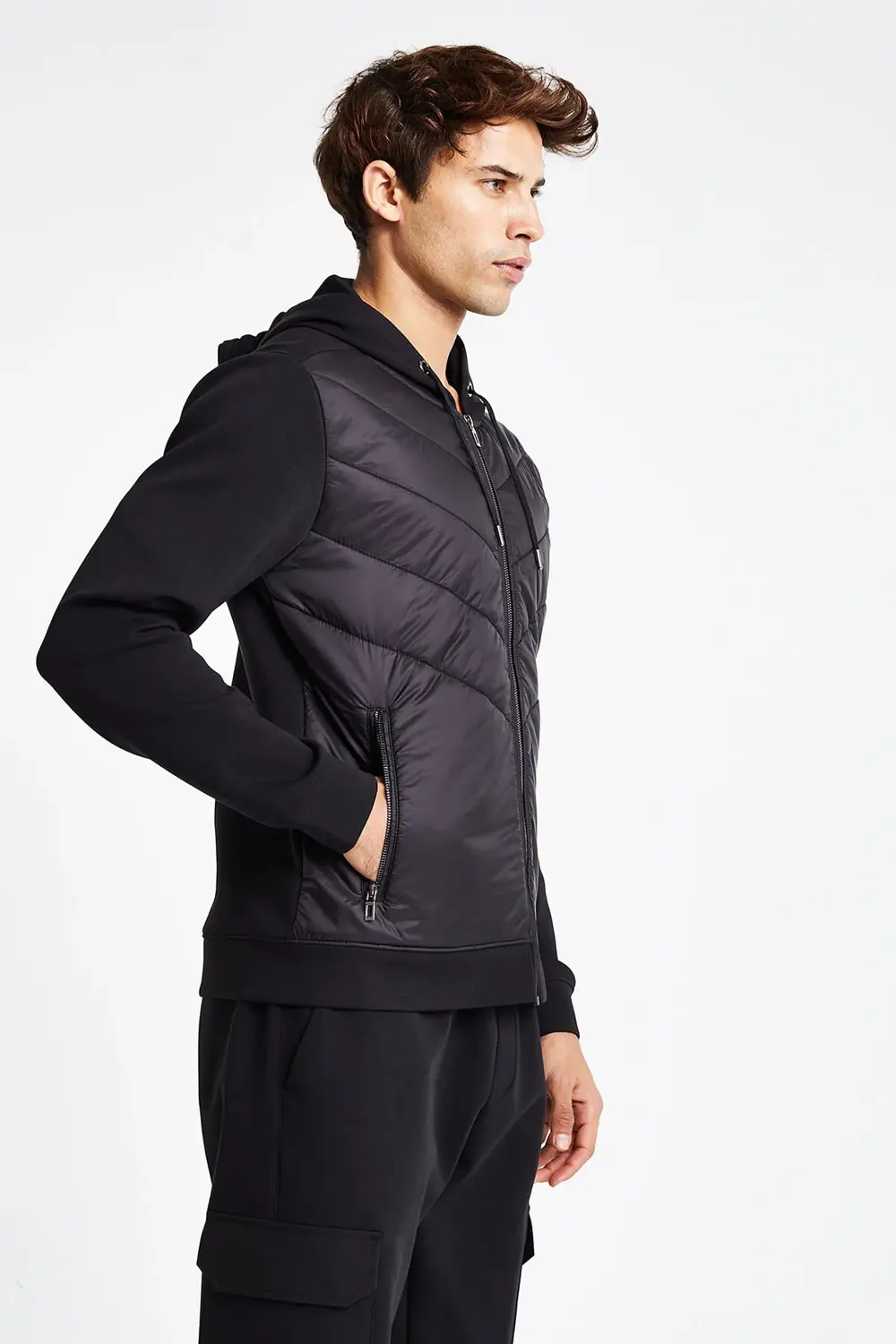 Erkek Fermuarlı Kapüşonlu Sweatshirt 24N-1154