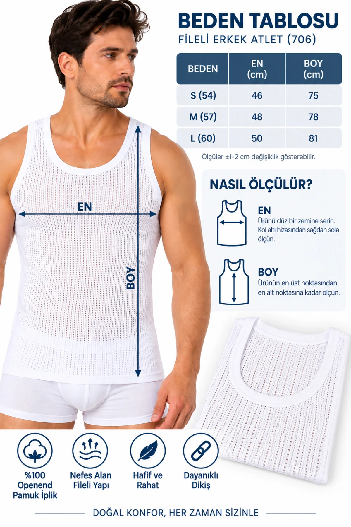 Erkek Fileli Atlet 6’lı Paket %100 Openend Pamuk Nefes Alan Beyaz Erkek İç Giyim Atlet S-M-L Erkek Fileli Atlet 6’lı Paket %100 Openend Pamuk Nefes Alan Beyaz Erkek İç Giyim Atlet S-M-L