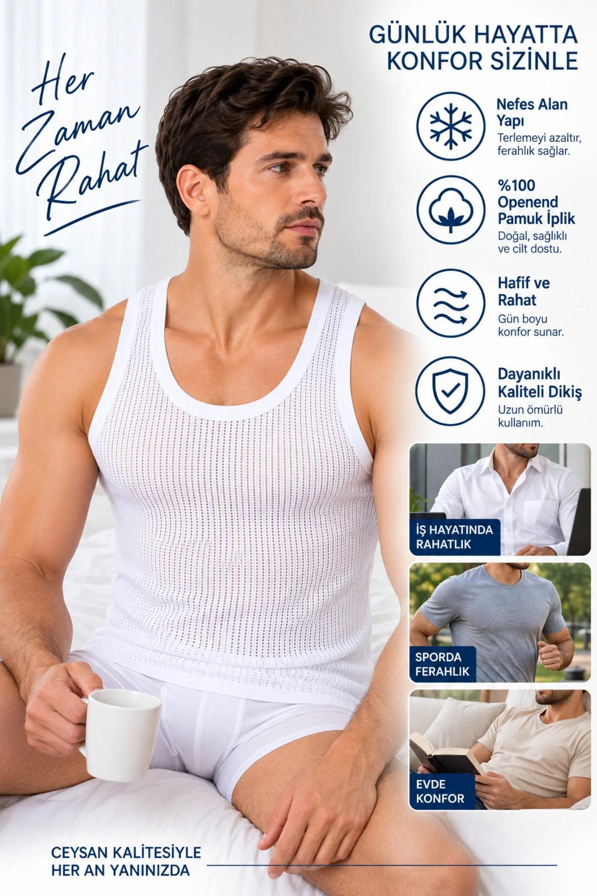 Erkek Fileli Atlet 6’lı Paket %100 Openend Pamuk Nefes Alan Beyaz Erkek İç Giyim Atlet S-M-L Erkek Fileli Atlet 6’lı Paket %100 Openend Pamuk Nefes Alan Beyaz Erkek İç Giyim Atlet S-M-L