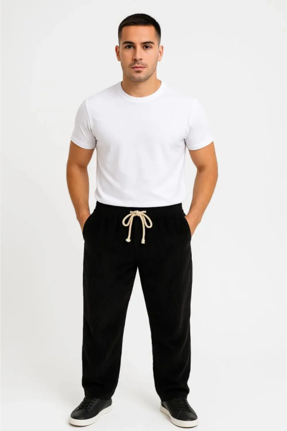 Erkek Fitilli Kadife Cepli Buggy Pantolon Oversize Rahat Kalıp -