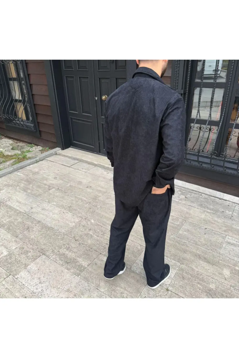 Erkek Fitilli Kadife Cepli Buggy Pantolon Oversize Rahat Kalıp -