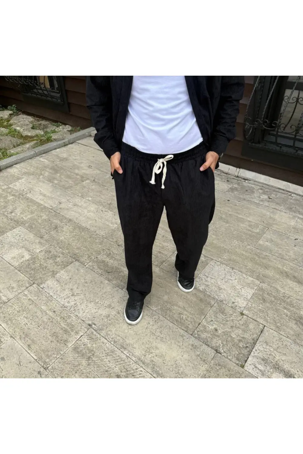 Erkek Fitilli Kadife Cepli Buggy Pantolon Oversize Rahat Kalıp -