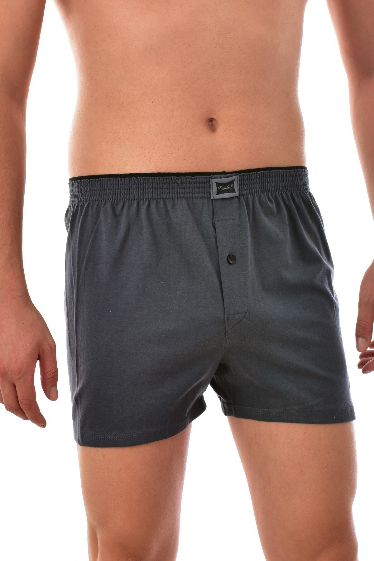 Erkek Füme Penye Düğmeli Boxer 3'lü