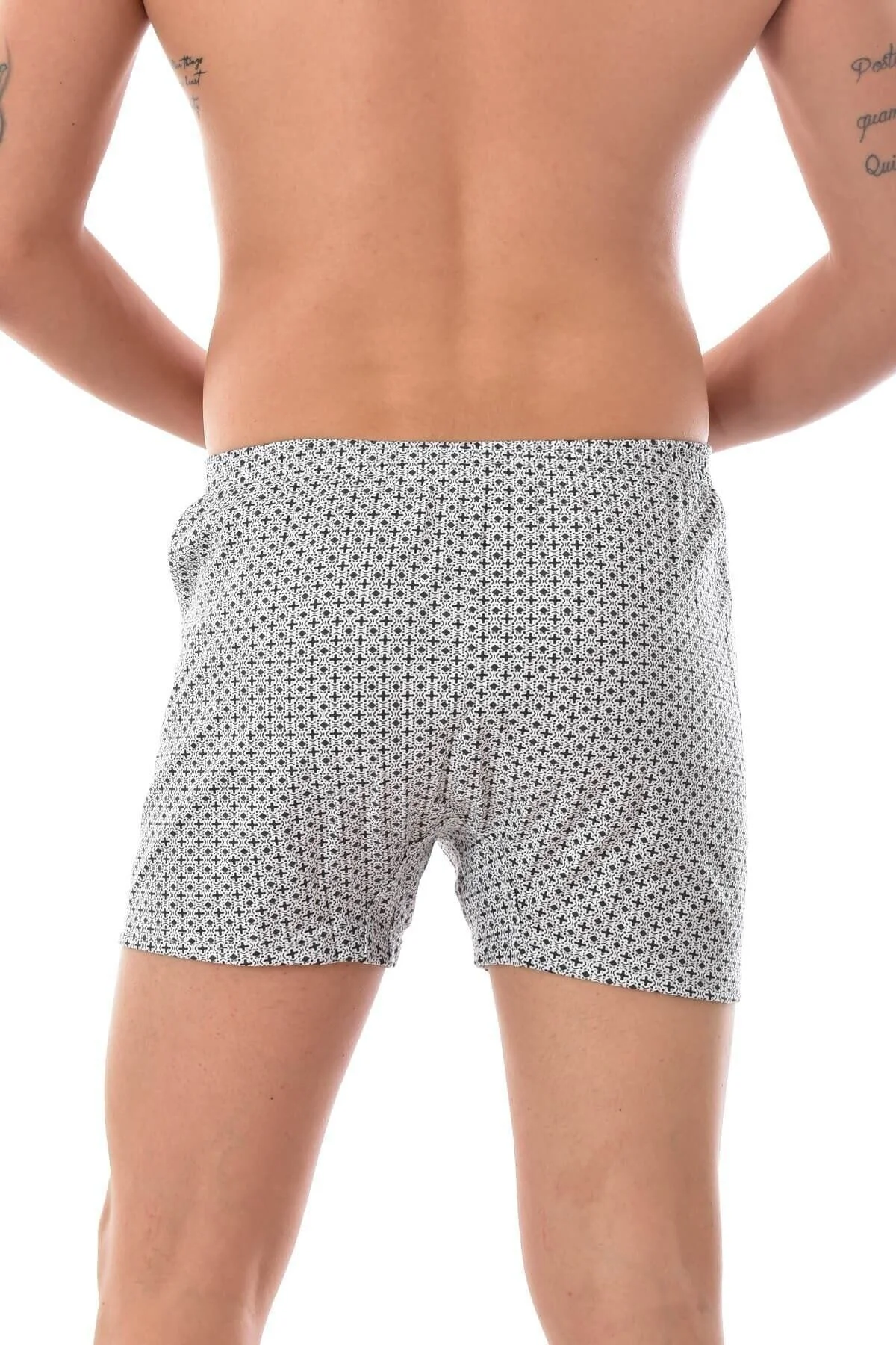 Erkek Gri 3 Adet Pamuklu Desenli Asorti Boxer 007