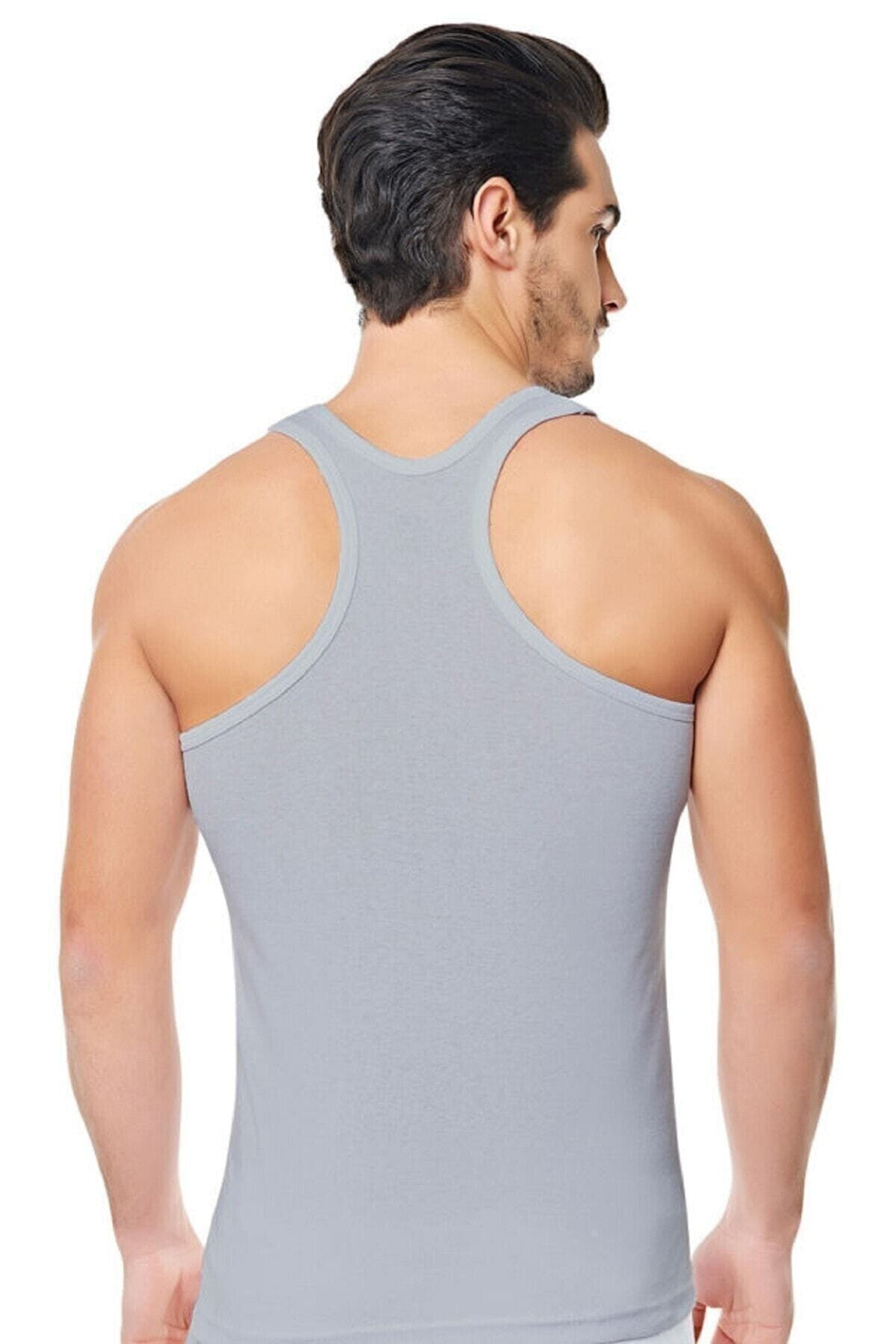 Erkek Gri 6 Adet %100 Pamuklu Ribana Sporcu Atlet Seher003