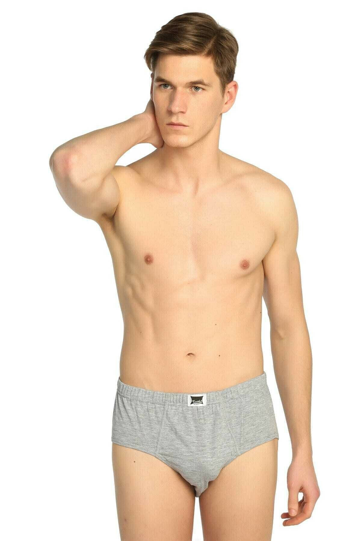 Erkek Gri 6'lı Paket Pamuklu Penye Külot