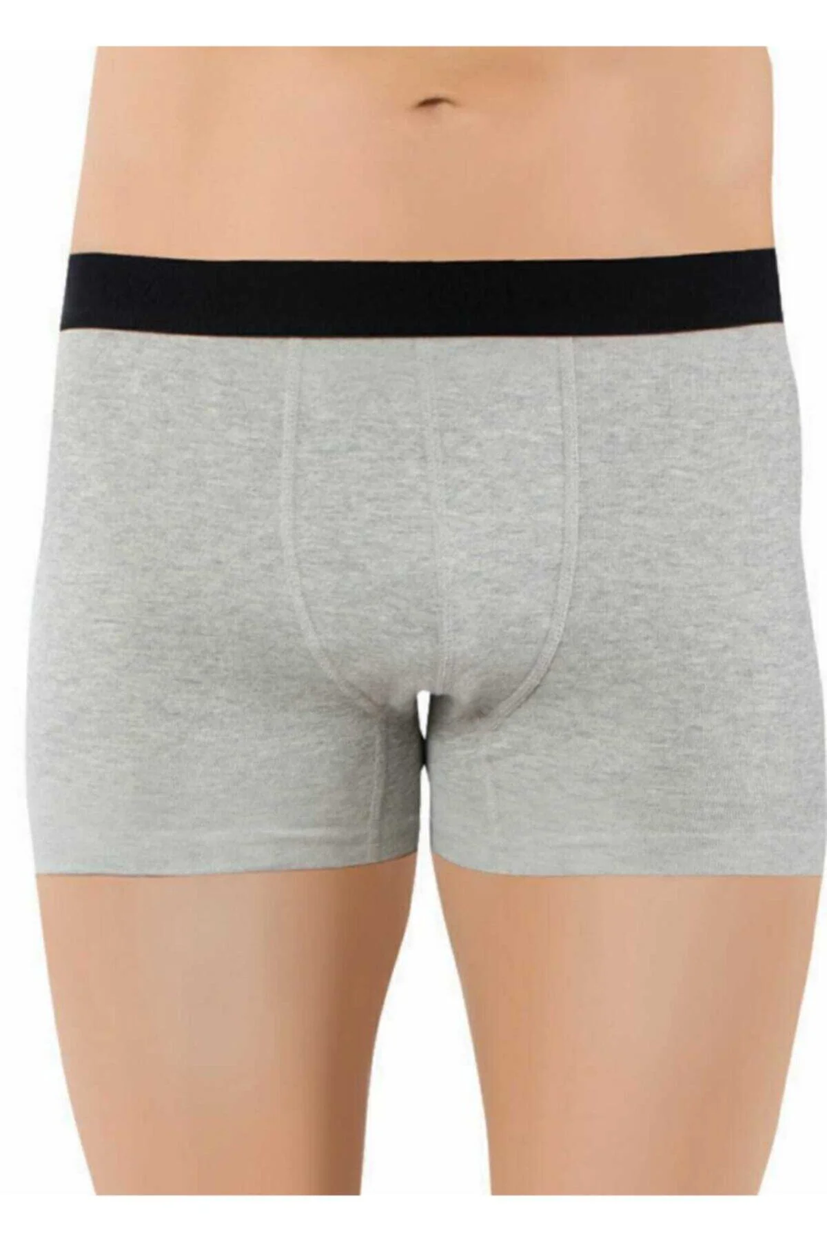 Erkek Gri Likralı Büyük Beden Boxer