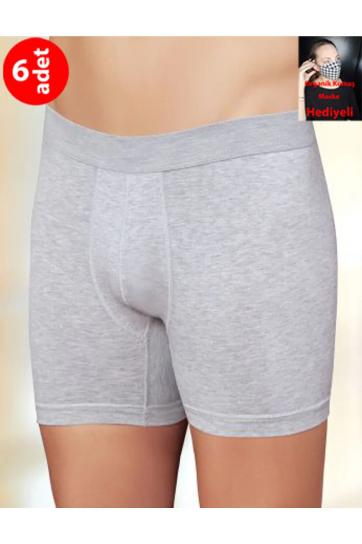 Erkek Gri Likralı Boxer 6 lı Paket Me031 Erkek Gri Likralı Boxer 6 lı Paket Me031