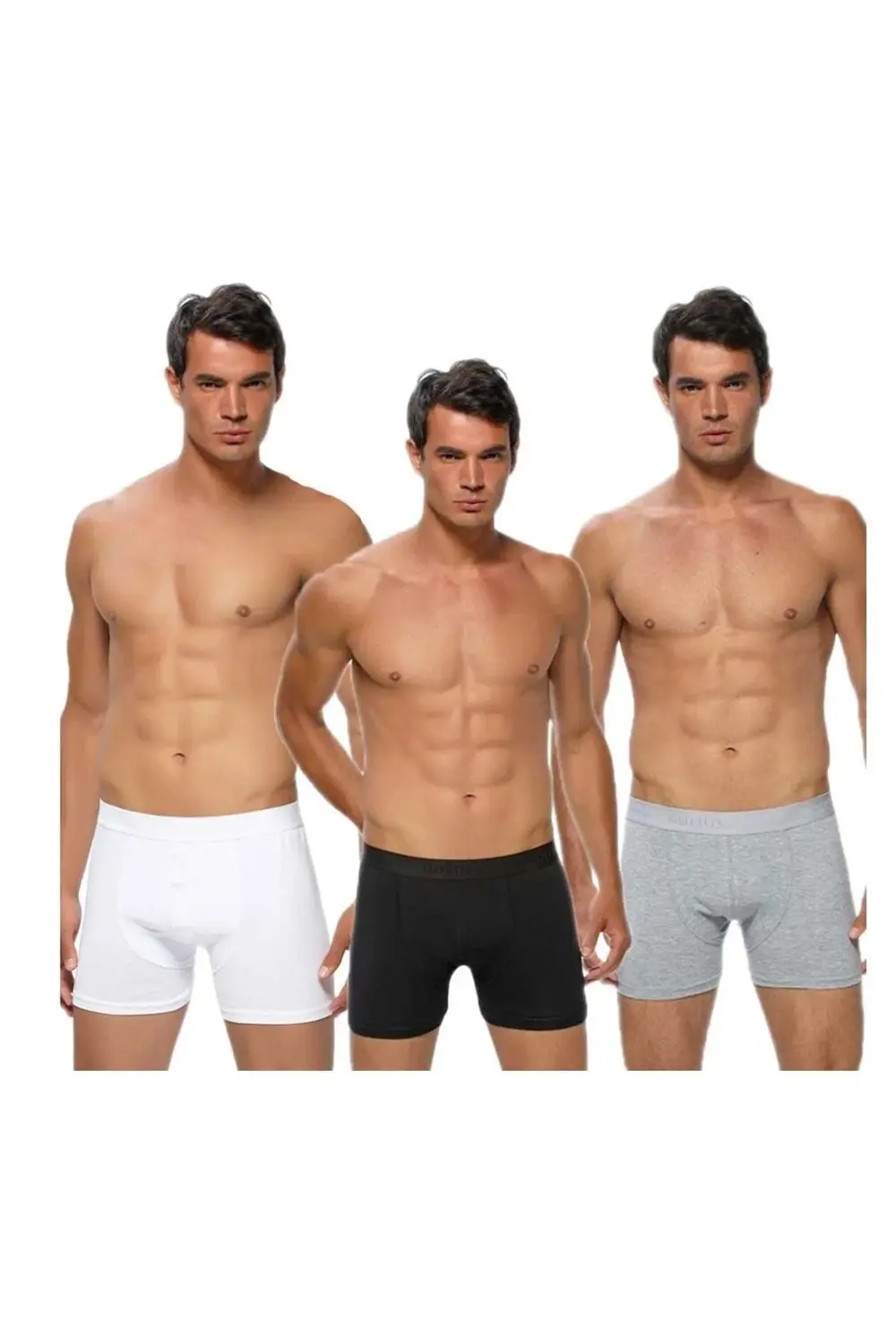 Erkek Gri Likralı Boxer Külot 6 Lı Paket