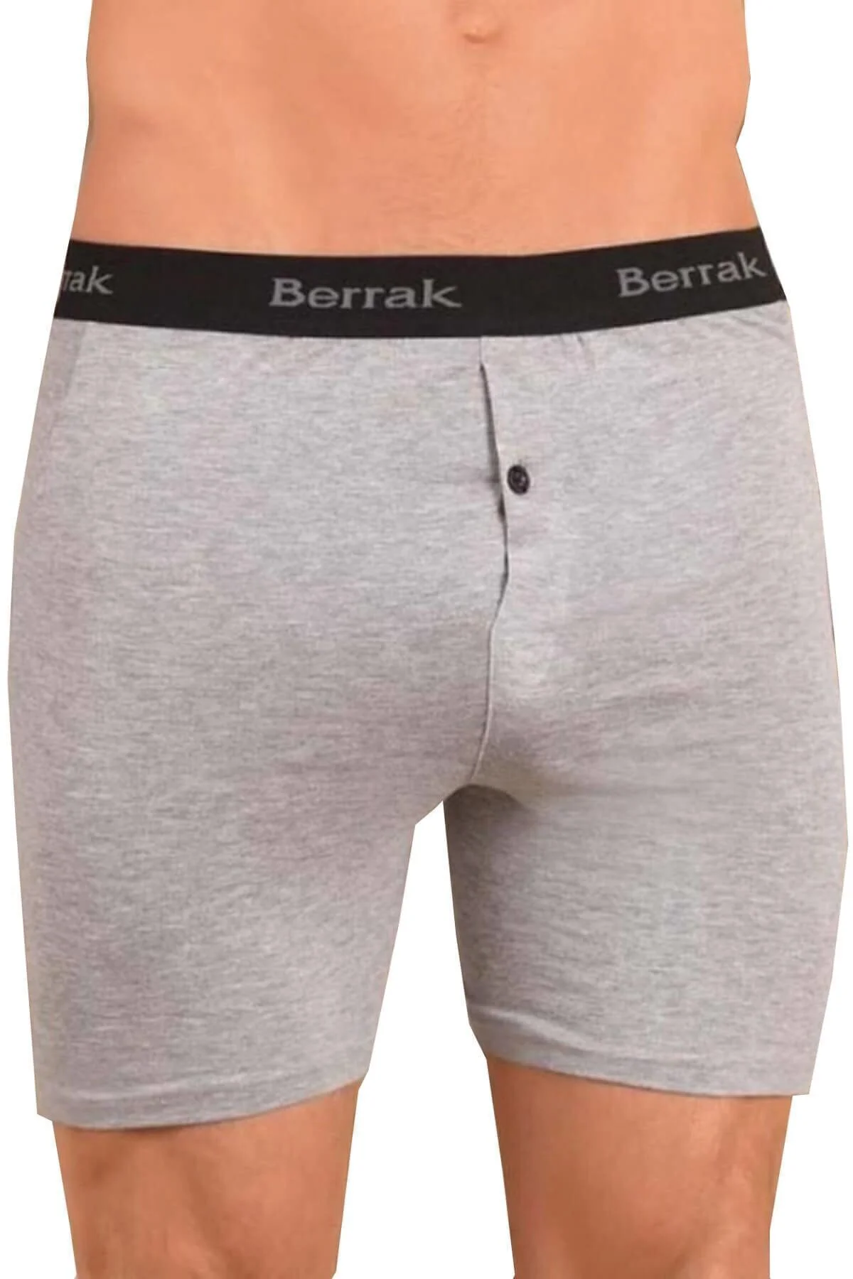 Erkek Gri Likralı Düğmel Boxer 4'lü Paket