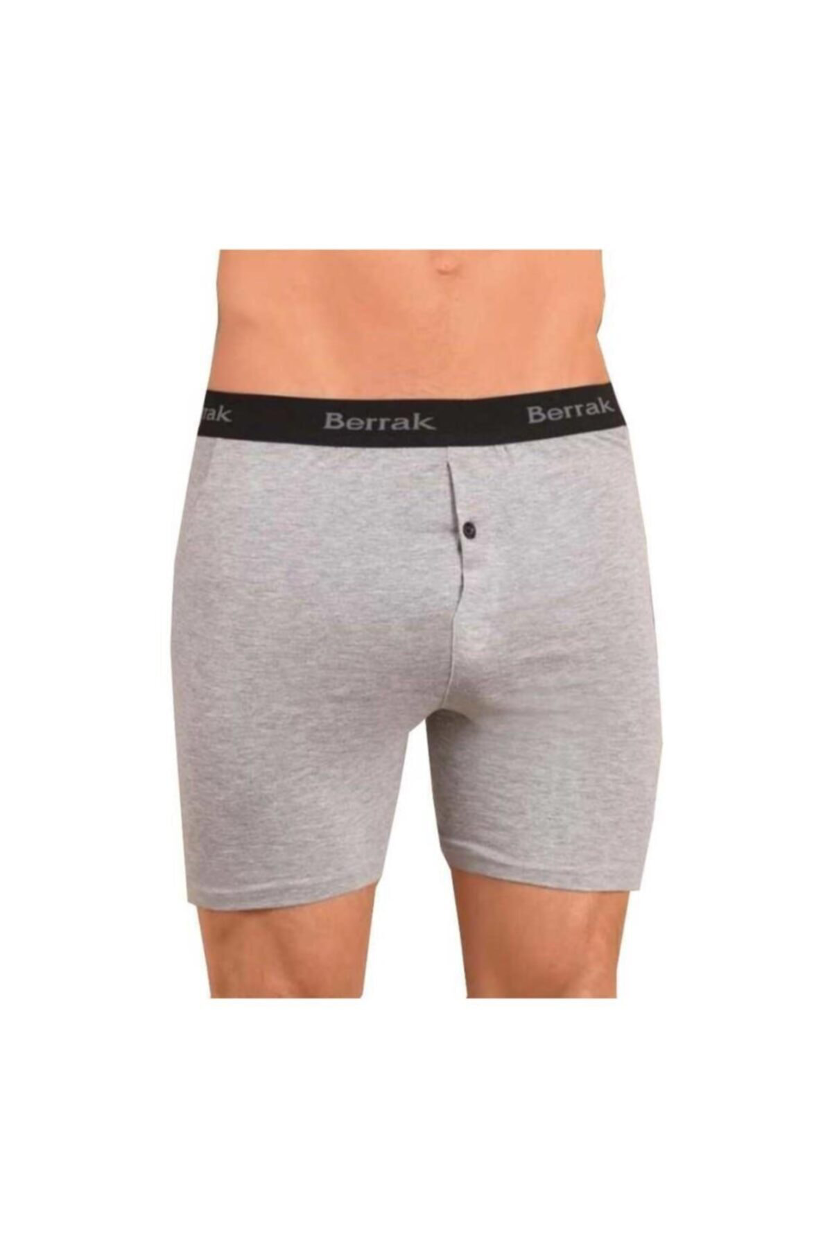 Erkek Gri  Likralı Düğmeli Boxer 2 Adet v1059