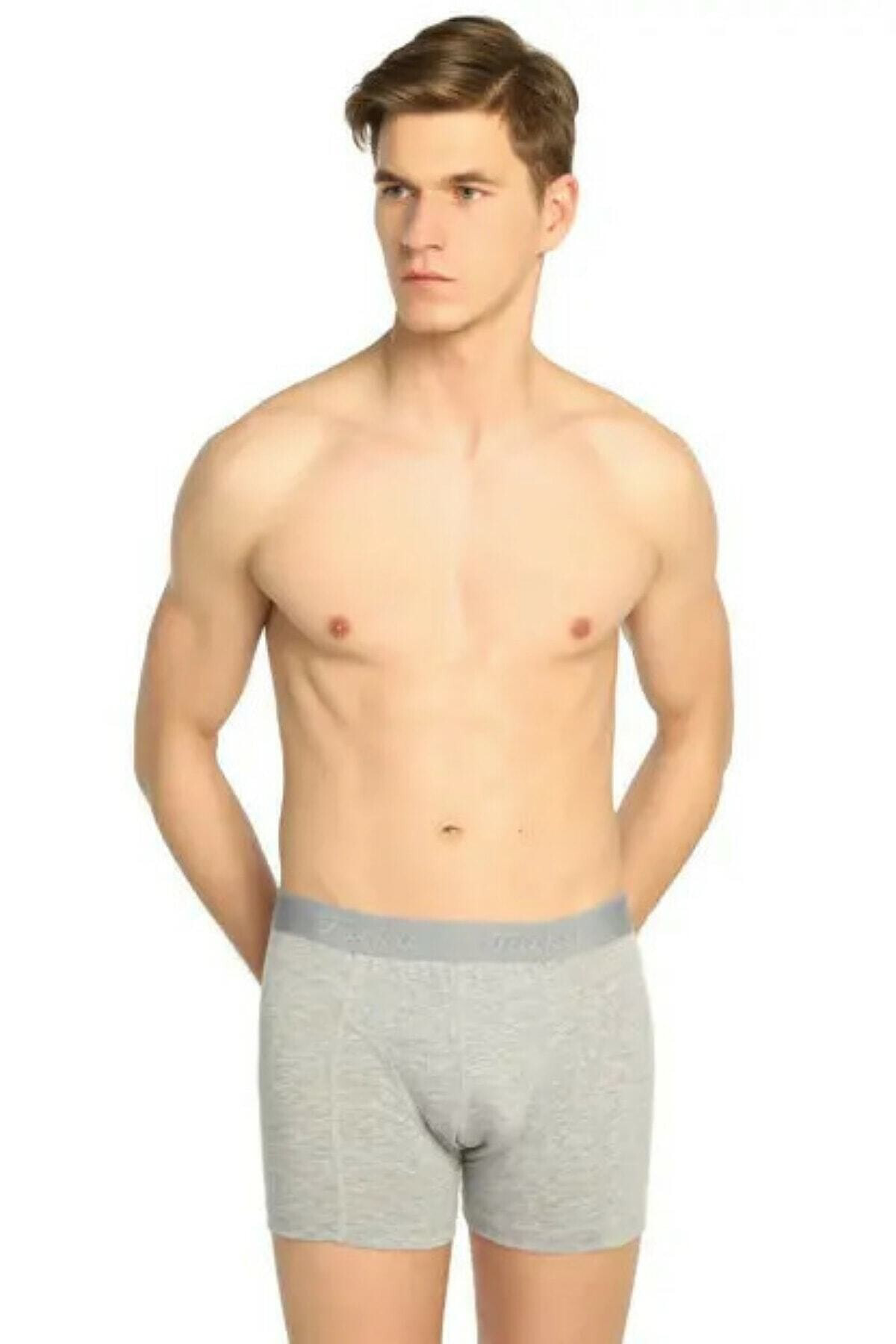 Erkek Gri Likralı Elastan Boxer 10'lu Paket