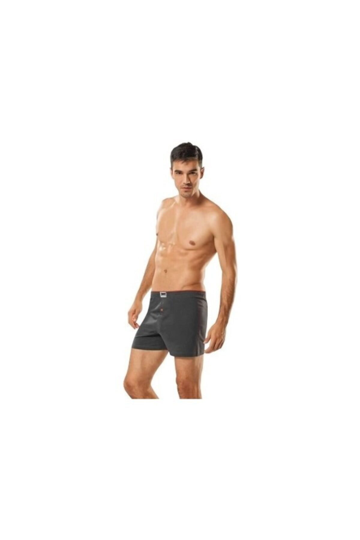 Erkek Gri Penye Düz Boxer 6 Adet