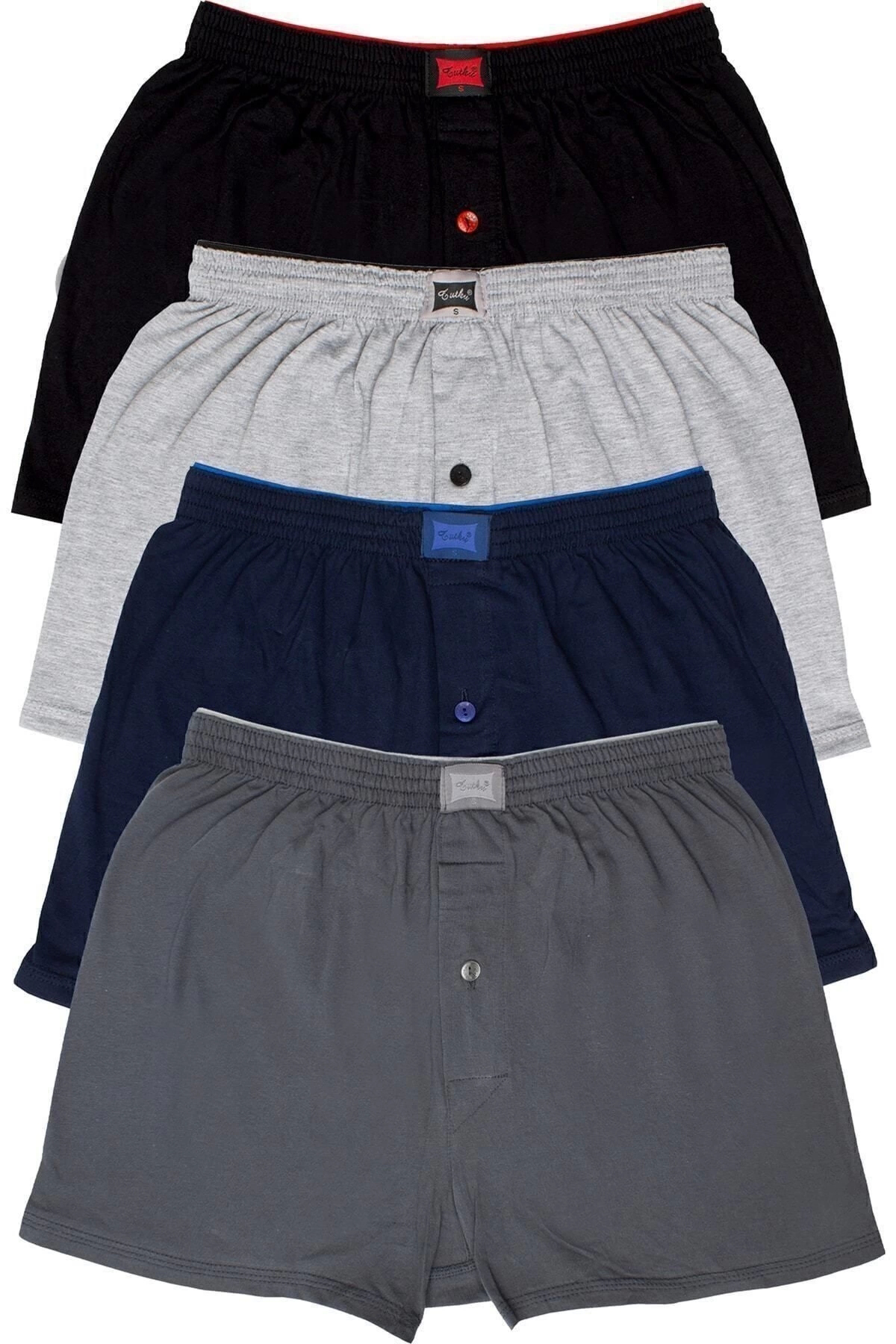 Tutku Erkek Gri Penye Düz Boxer 4'Lü 312001181111
