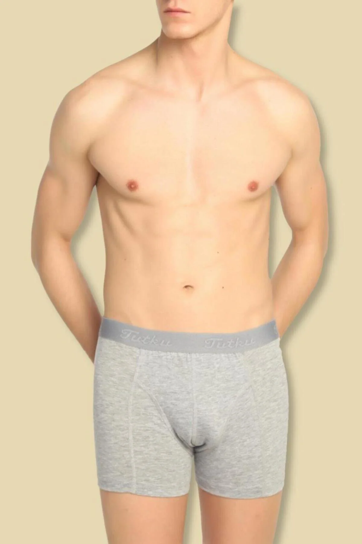 Erkek Gri Renk Elastan Likralı Boxer 12 Adet