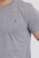 Erkek Gri Slim Fit Bisiklet Yaka Kısa Kollu Pamuklu Tişört - GRİ