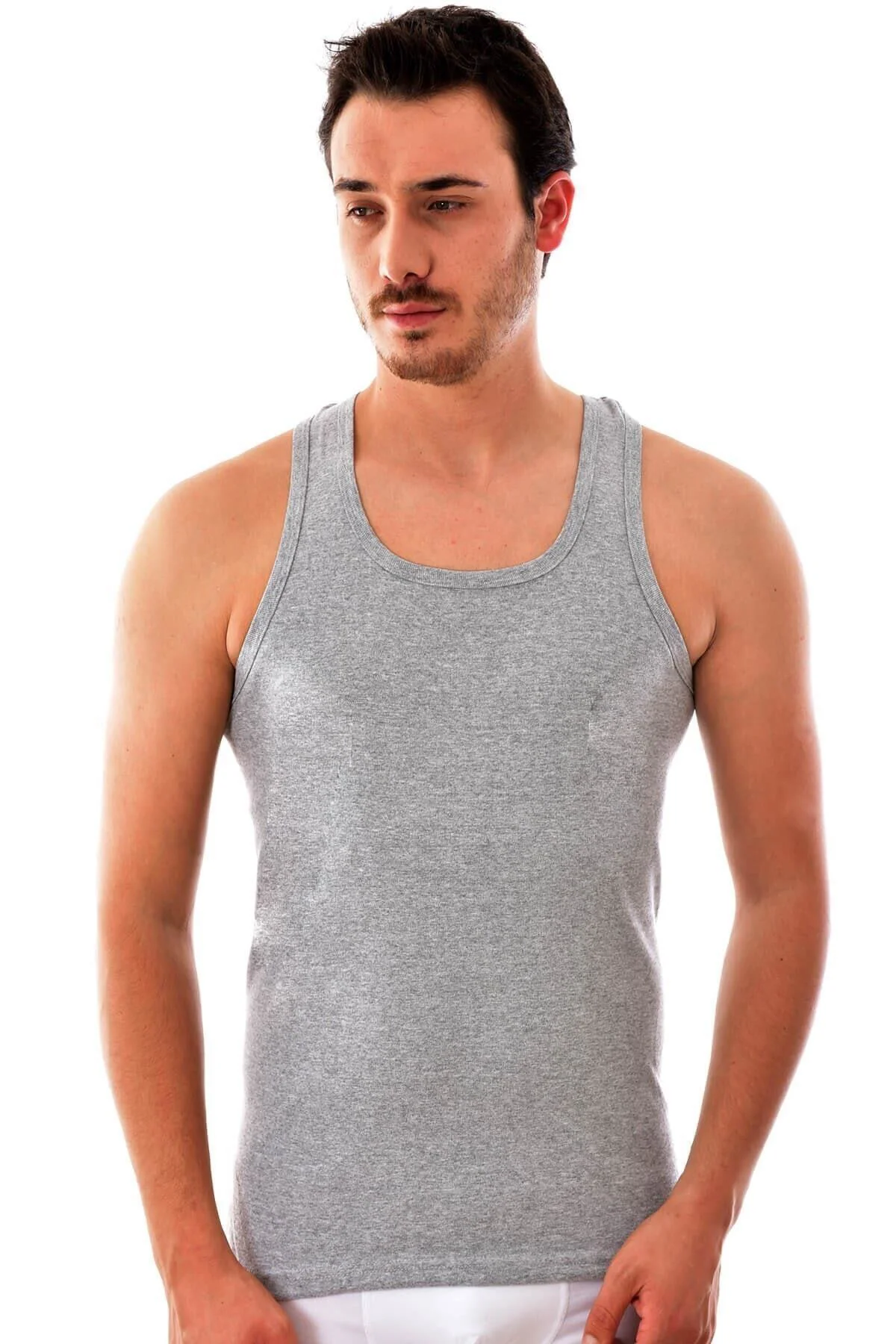 ? Erkek Gri Sporcu Rambo Pamuklu Atlet 6'lı Paket 0118