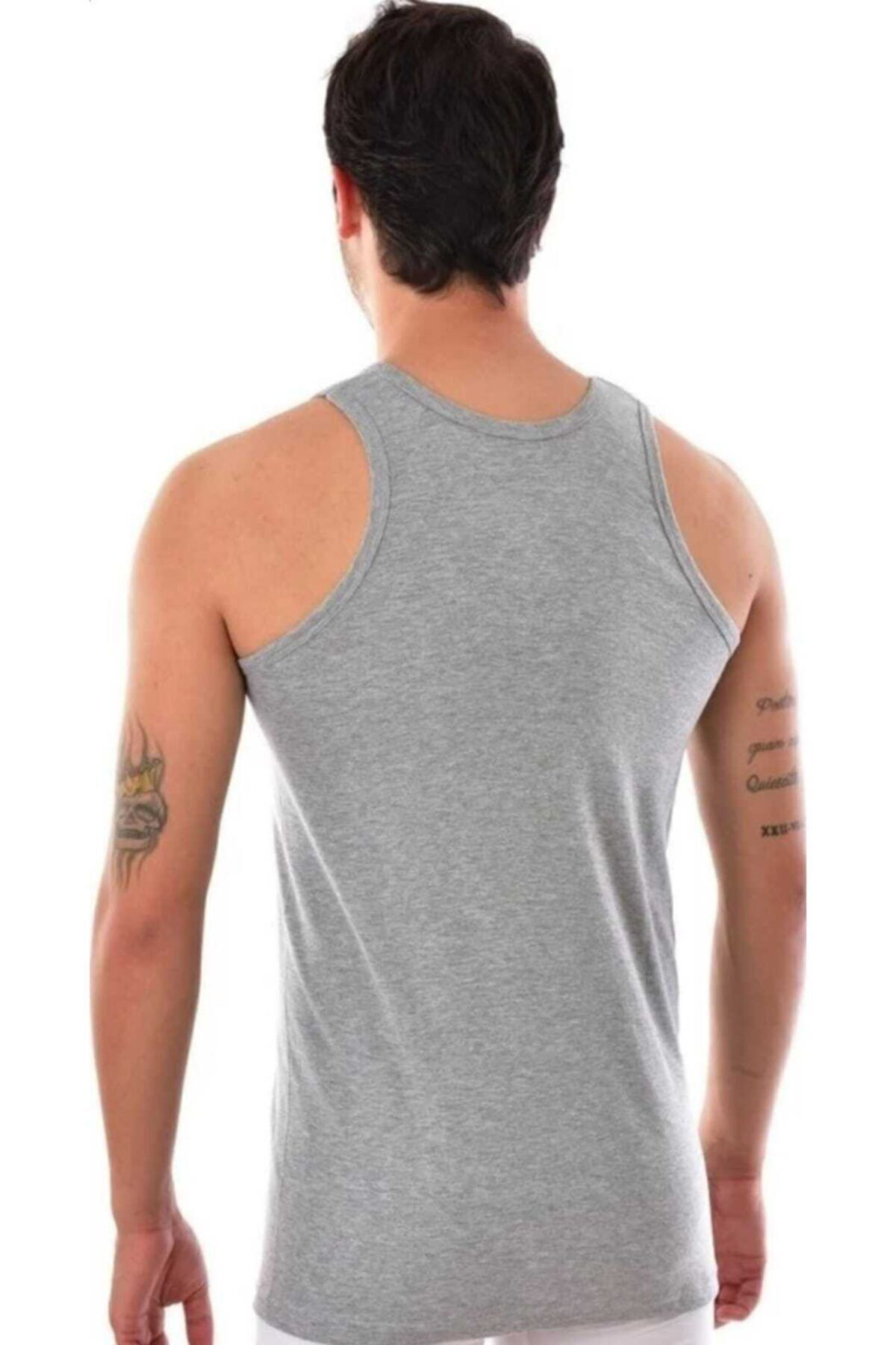 ? Erkek Gri Sporcu Rambo Pamuklu Atlet 6'lı Paket 0118