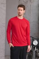 Erkek Hafif Yuvarlak Yaka Rahat Sweatshirt KIRMIZI