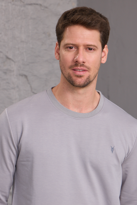 Erkek Hafif Yuvarlak Yaka Rahat Sweatshirt GRİ