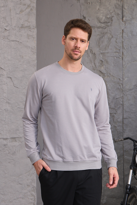 Erkek Hafif Yuvarlak Yaka Rahat Sweatshirt GRİ