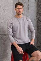 Erkek Hafif Yuvarlak Yaka Rahat Sweatshirt GRİ