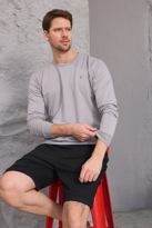 Erkek Hafif Yuvarlak Yaka Rahat Sweatshirt GRİ