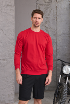 Erkek Hafif Yuvarlak Yaka Rahat Sweatshirt KIRMIZI