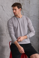 Erkek Hafif Yuvarlak Yaka Rahat Sweatshirt GRİ