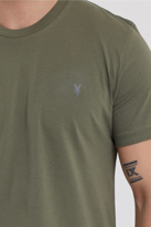 Erkek Haki Slim Fit Bisiklet Yaka %100 Pamuk Kısa Kollu Pamuklu T