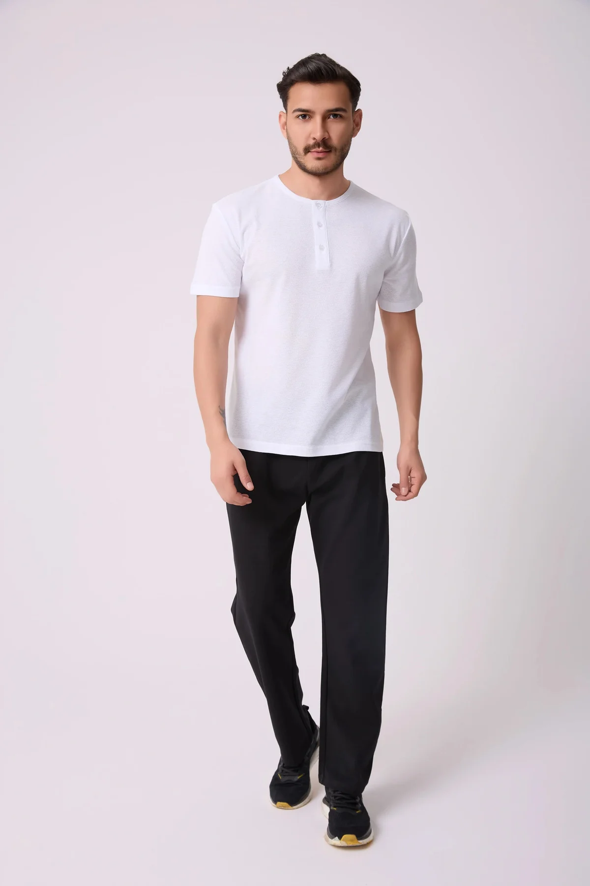 Erkek Henley Yaka %100 Pamuklu Rahat Kesim Günlük Basic 2'li Tişört Seti Erkek Henley Yaka %100 Pamuklu Rahat Kesim Günlük Basic 2'li Tişört Seti