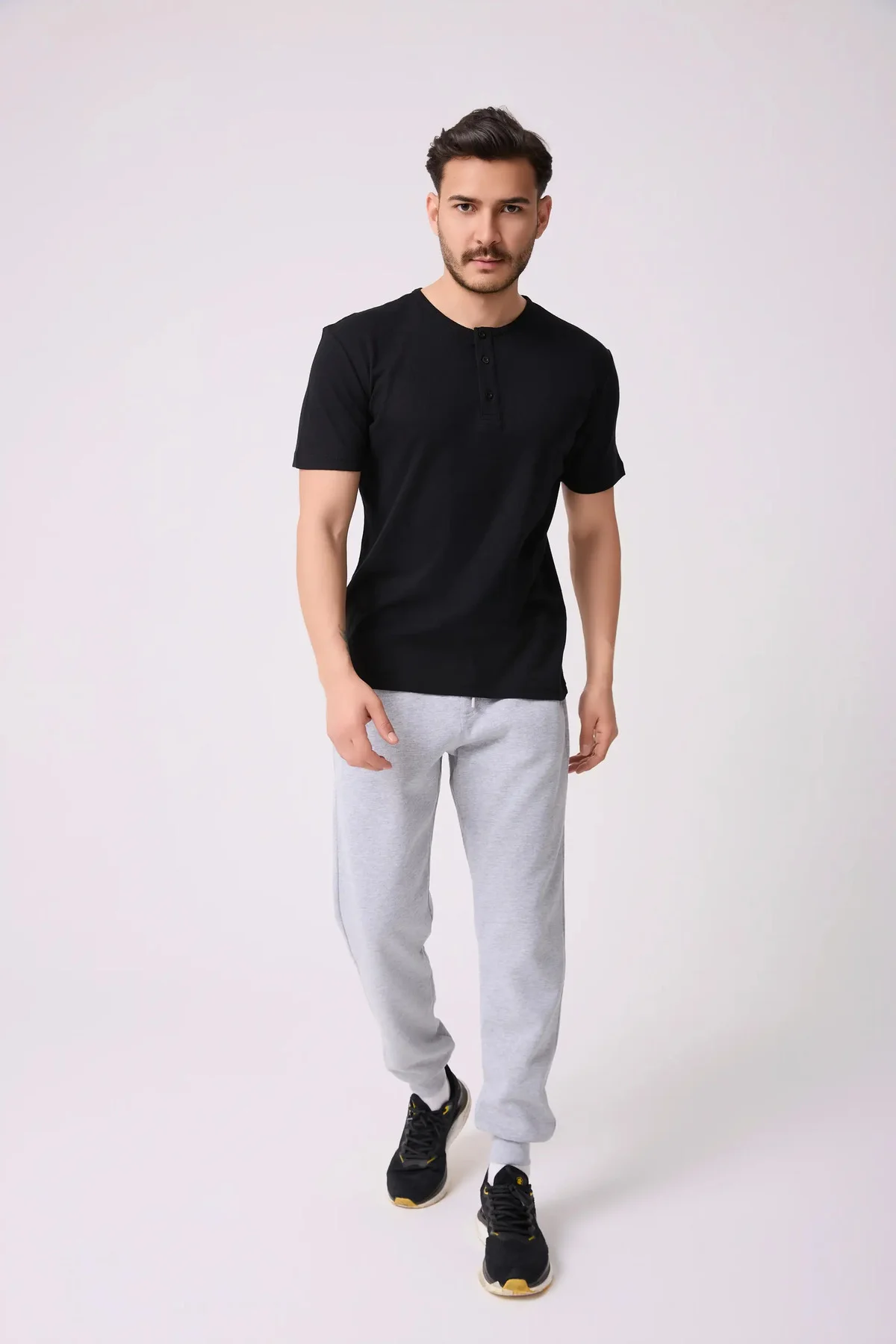 Erkek Henley Yaka %100 Pamuklu Rahat Kesim Günlük Basic 2'li Tişört Seti Erkek Henley Yaka %100 Pamuklu Rahat Kesim Günlük Basic 2'li Tişört Seti