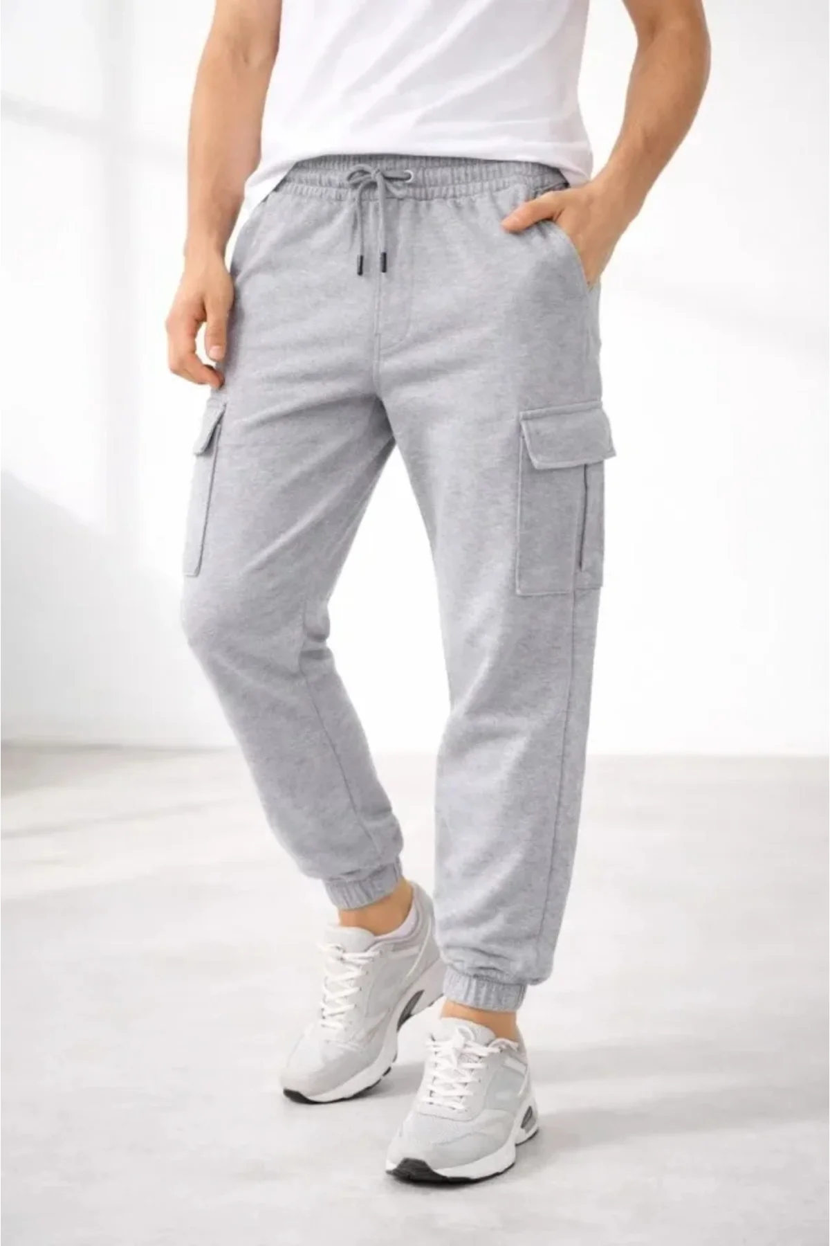 Erkek Jogger Eşofman Altı Regular Fit , Kargo Cepli, Lastikli Paç