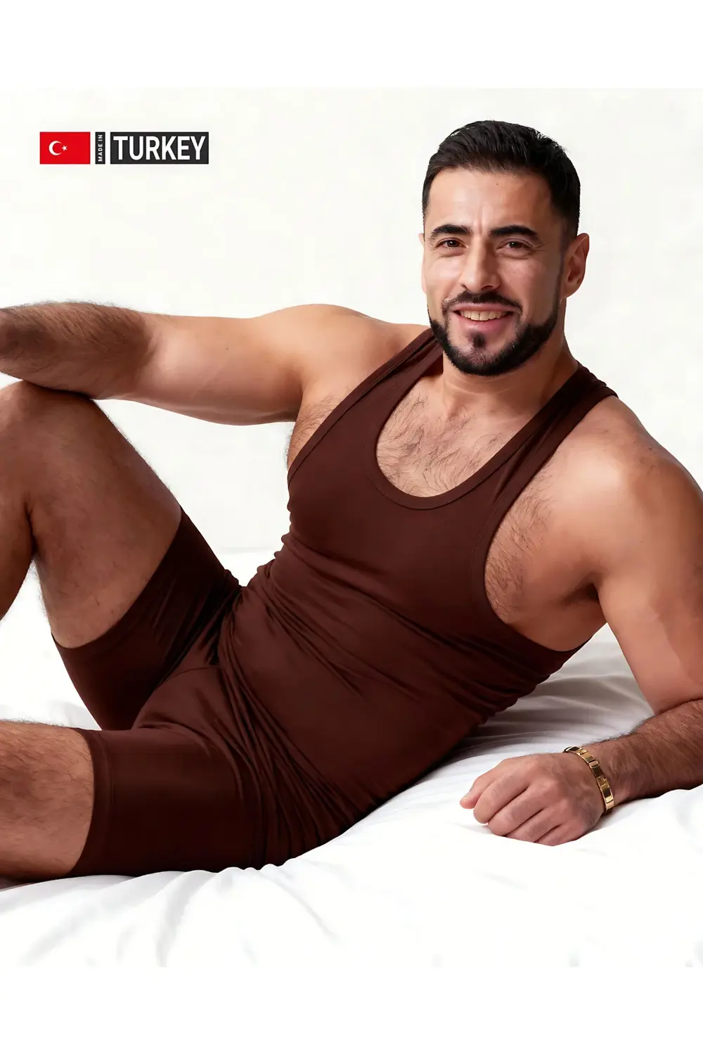 Erkek Kahverengi Takım Özel Kutuda Uzun Kesim Boxer + Sporcu Atle