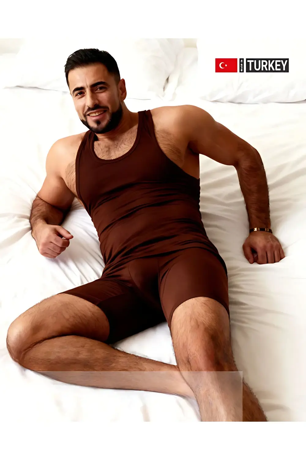 Erkek Kahverengi Takım Özel Kutuda Uzun Kesim Boxer + Sporcu Atle