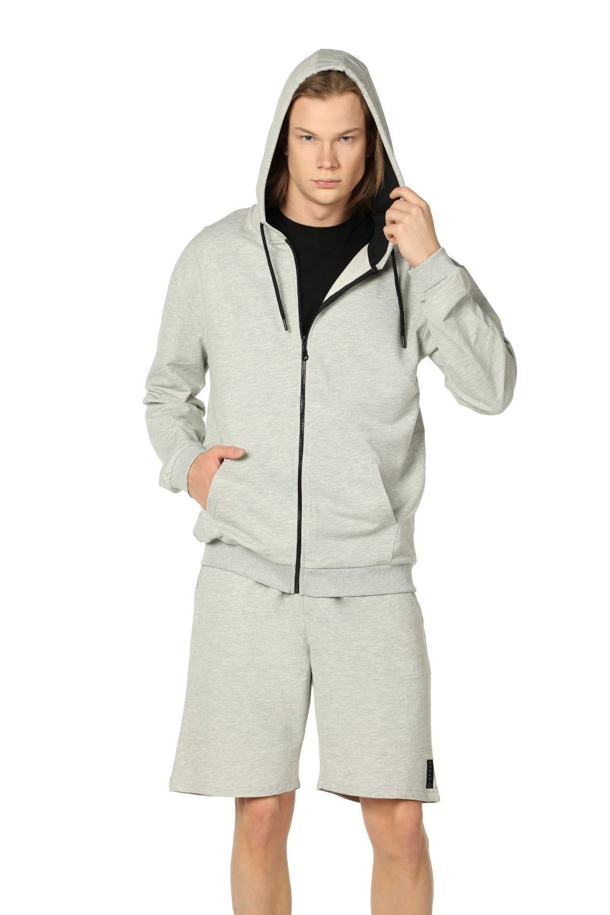 Defys Erkek Kapüşonlu Fermuarlı Oversıze Sweatshırt Bordo